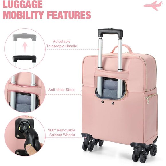 Water-Repellent Expandable 20-Inch Pink Carry-On with Smooth Spinner Wheels - Picture 6 of 7